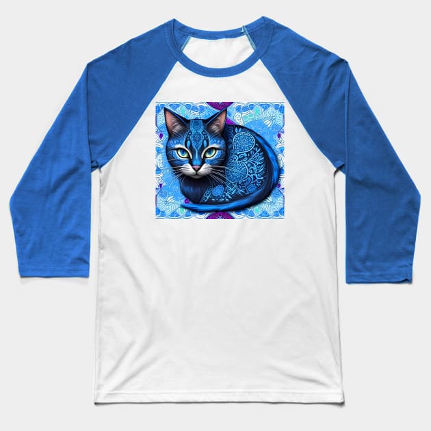 blue-cat Baseball T-Shirt by One_look